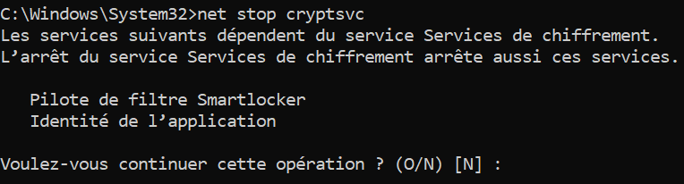 net stop cryptsvc and net stop msiserver cmd reset components